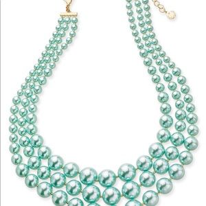 imitation pearl three collar row necklace